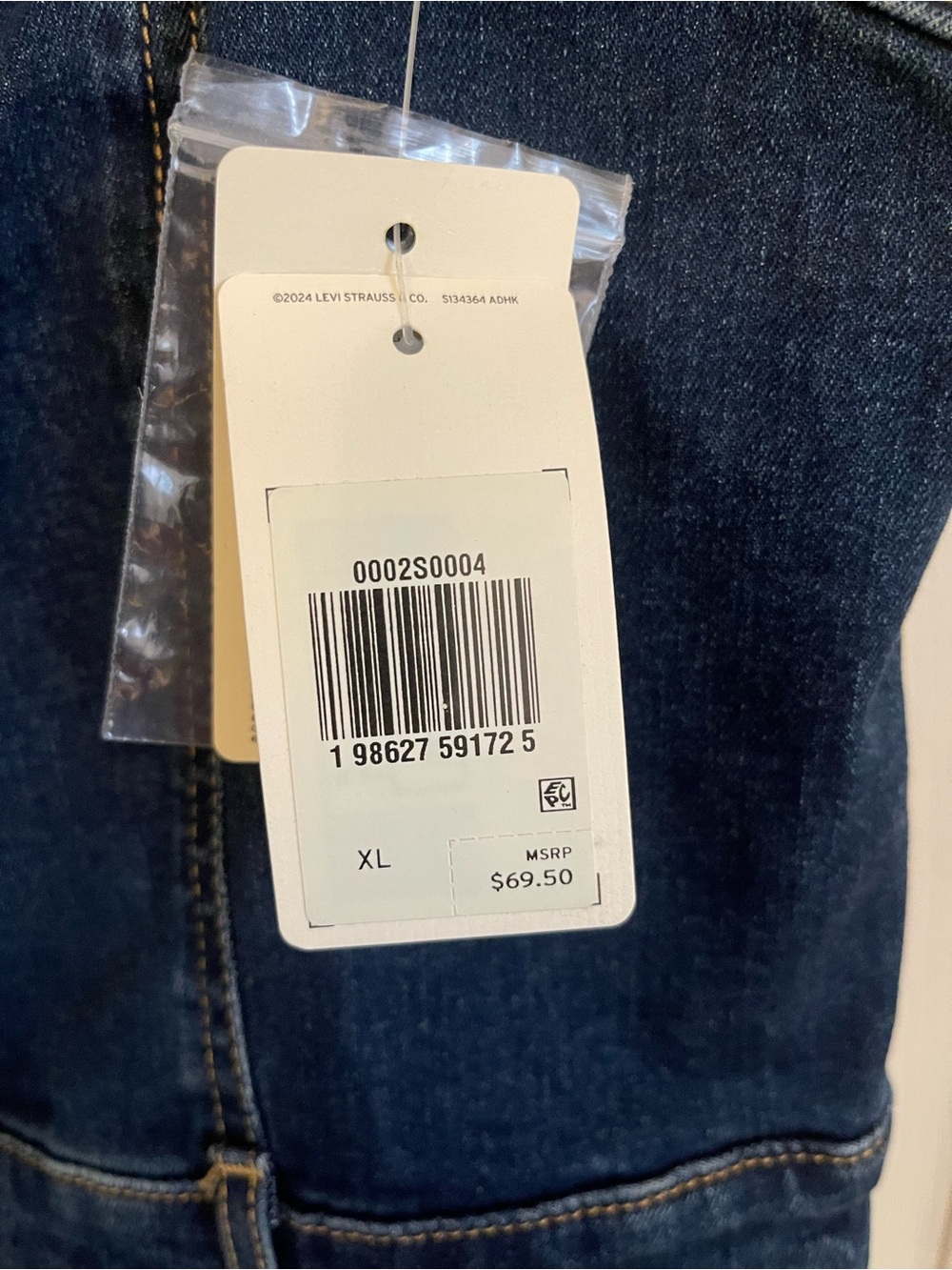 NWT Levi’s XL Slim Fit Denim Button-Front Strap Dress - Dark Blue - Picture 5 of 5